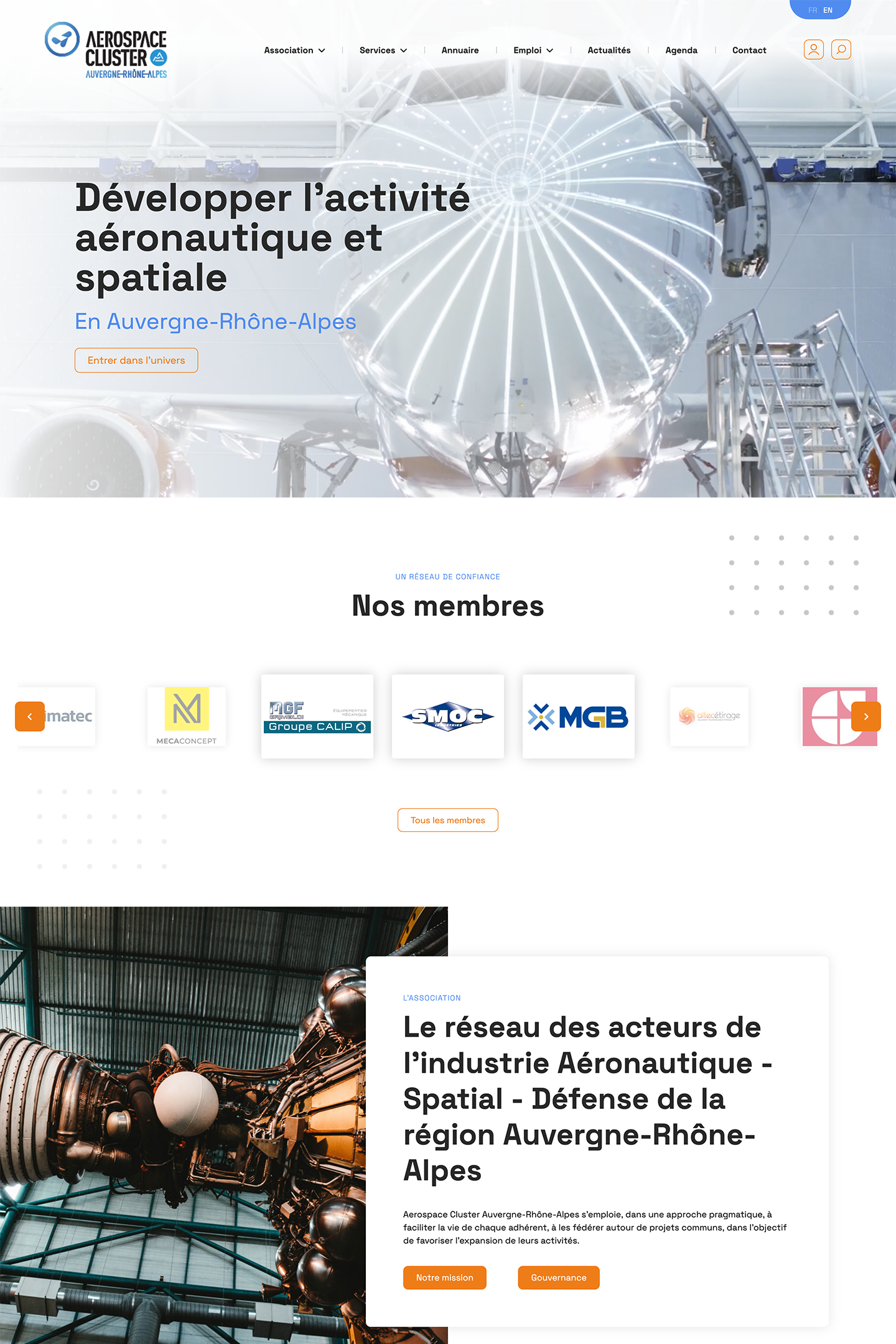 Capture du site Aerospace Cluster réalisé par l'Agence KN