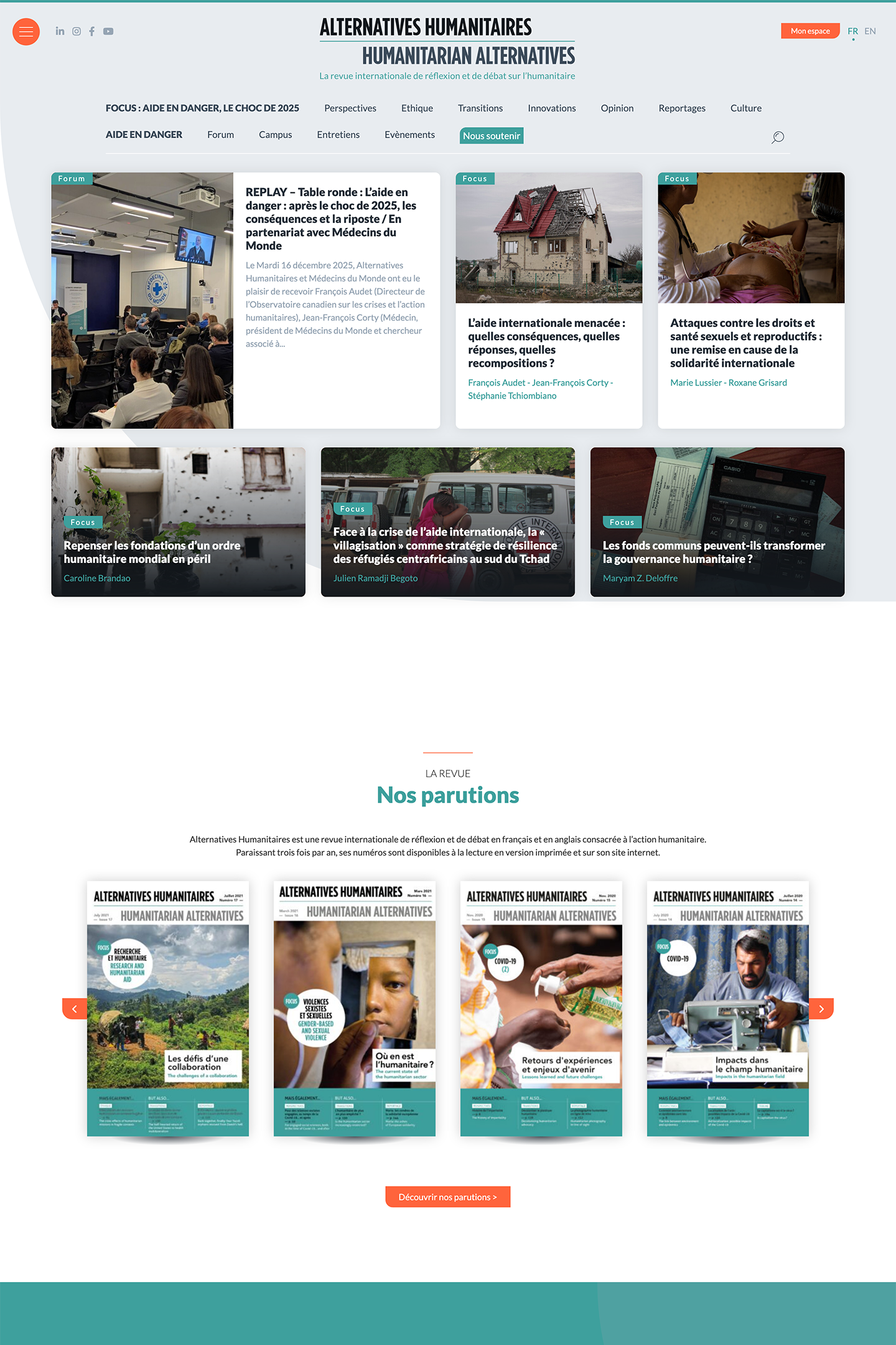 Capture du site Alternatives Humanitaires réalisé par l'Agence KN