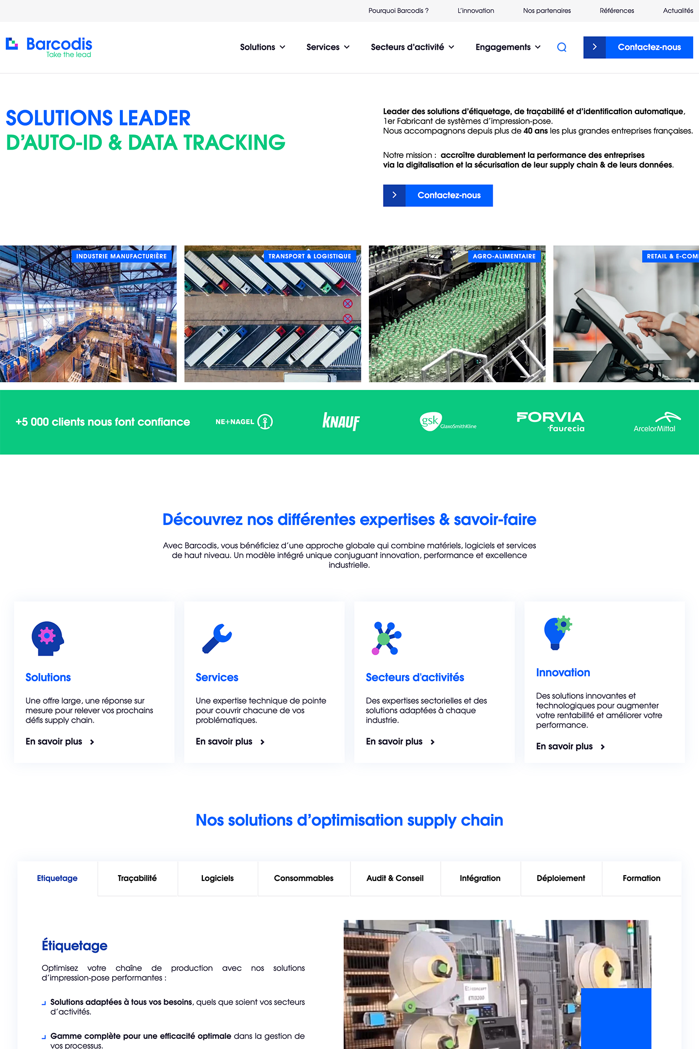 Capture du site Barcodis réalisé par l'Agence KN