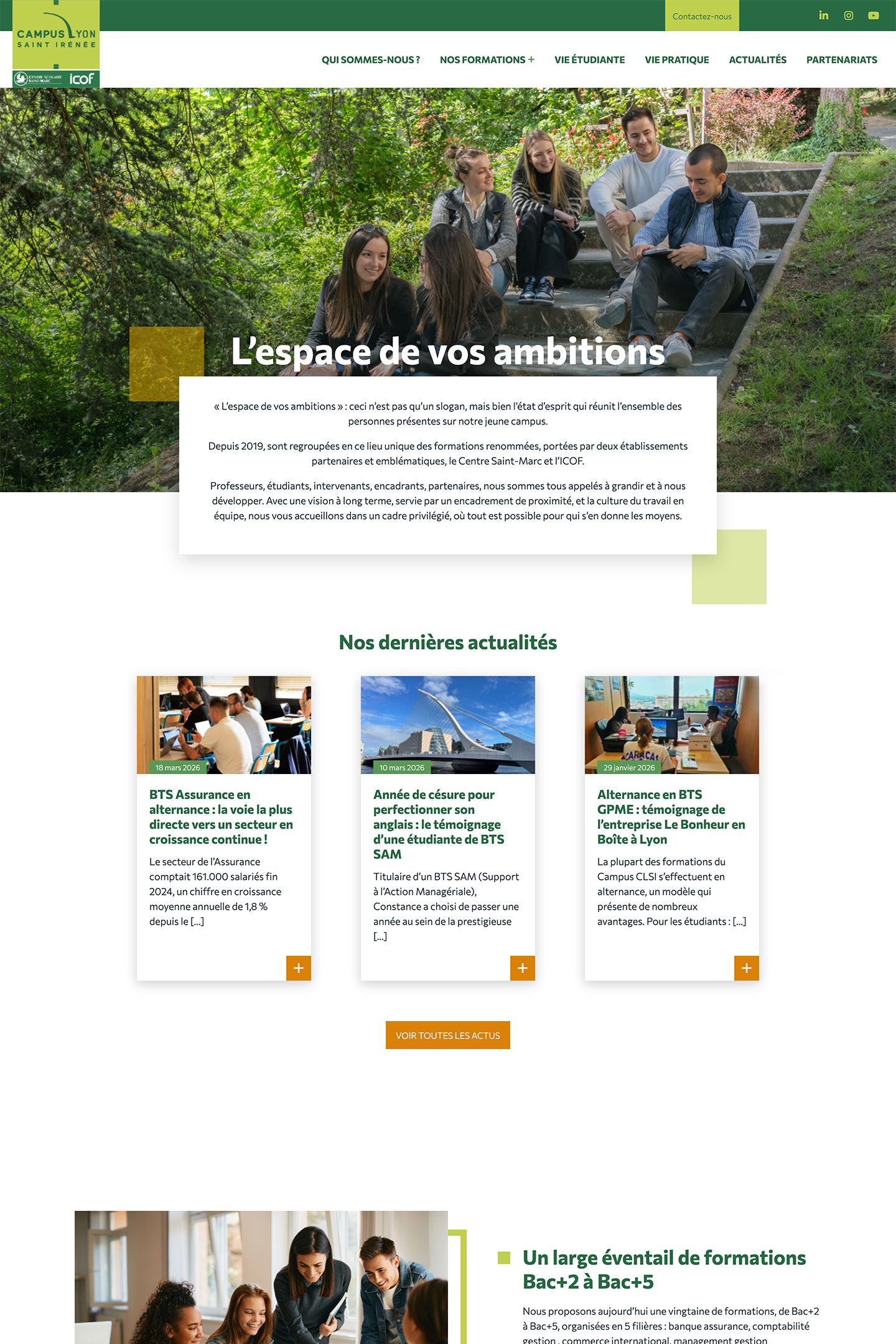 Capture du site Campus LSI réalisé par l'Agence KN