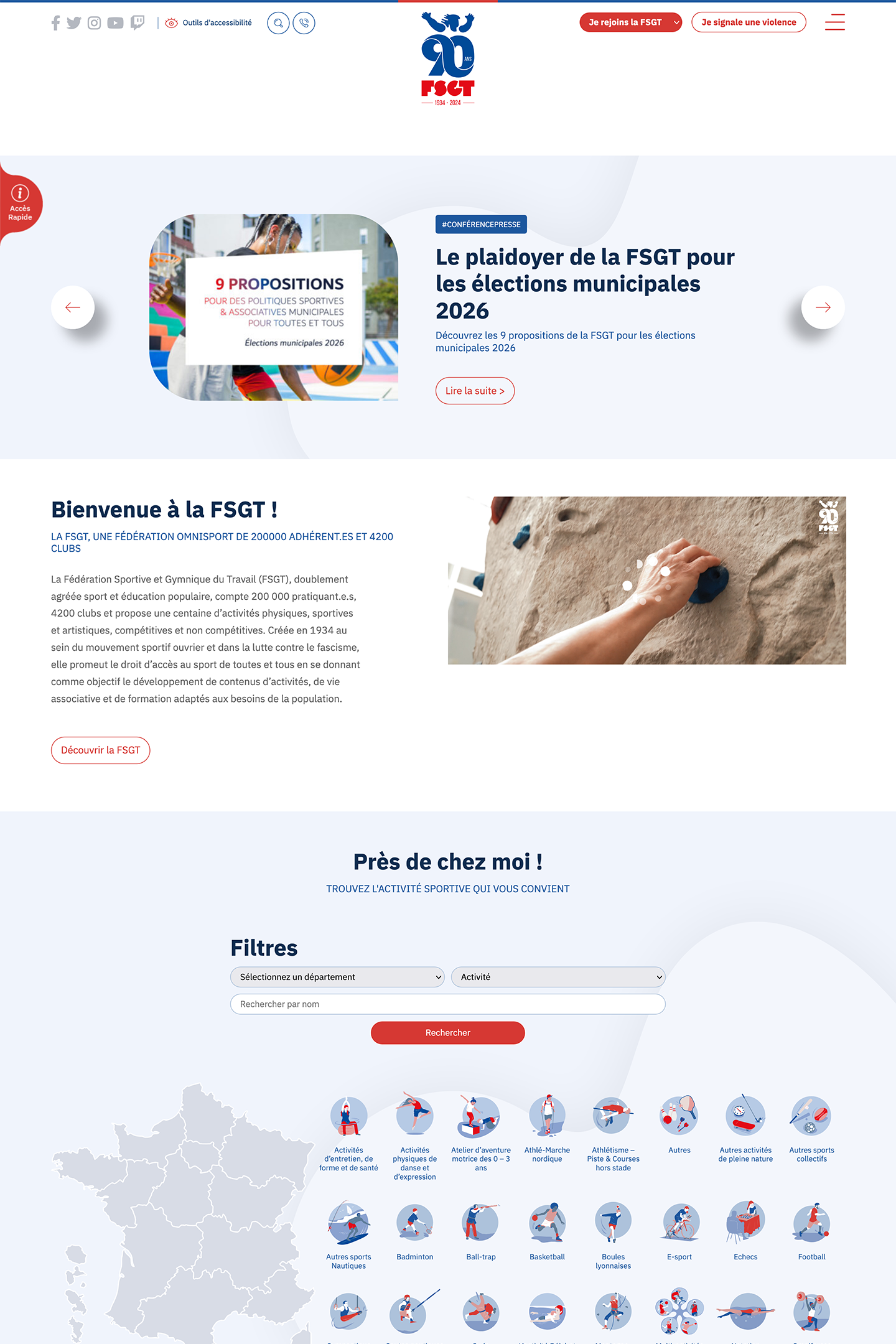 Capture du site FSGT réalisé par l'Agence KN