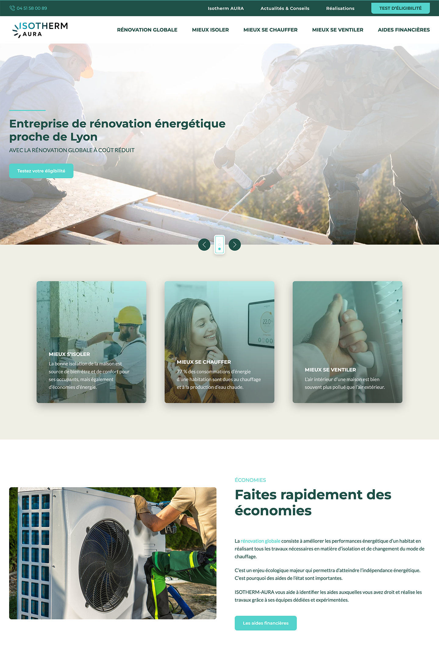 Capture du site Isotherm Aura réalisé par l'Agence KN