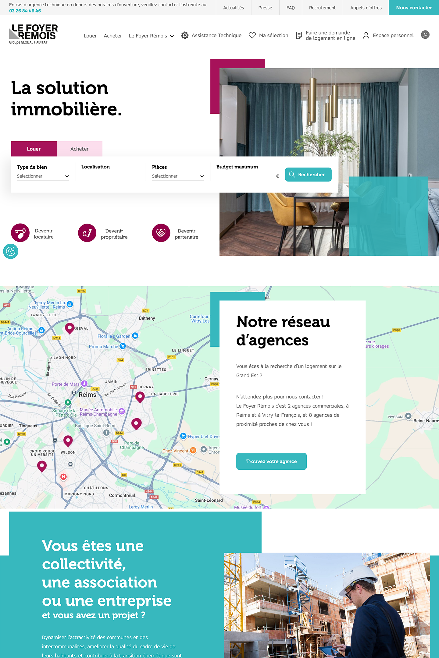 Capture du site Le Foyer Rémois réalisé par l'Agence KN
