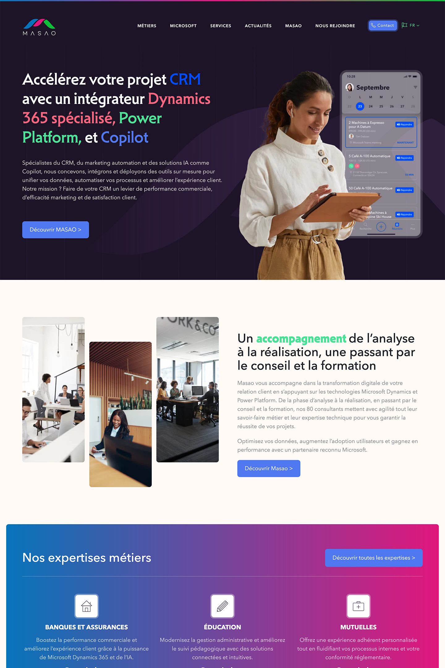 Capture du site Masao réalisé par l'Agence KN