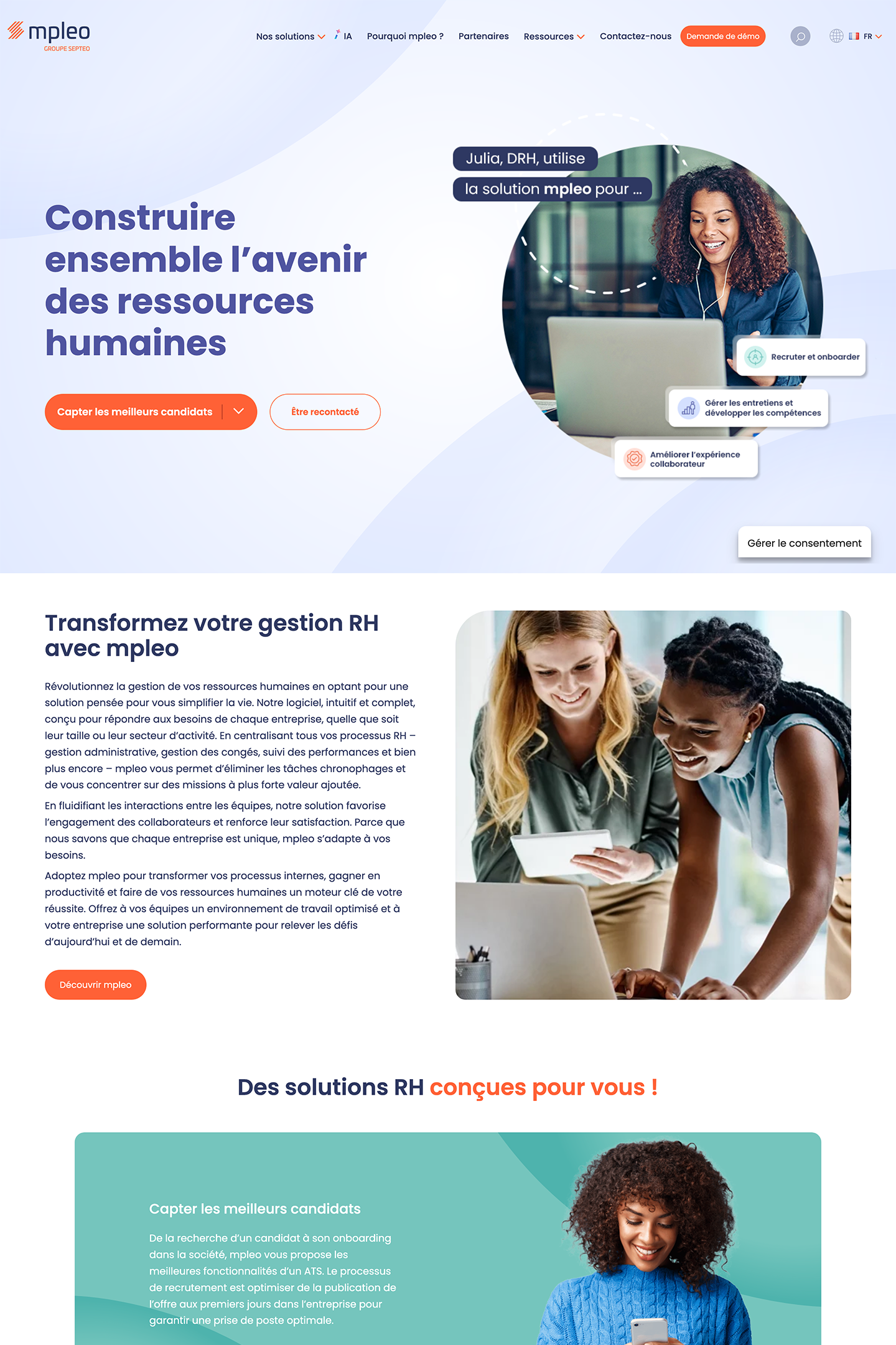Capture du site Mpleo réalisé par l'Agence KN