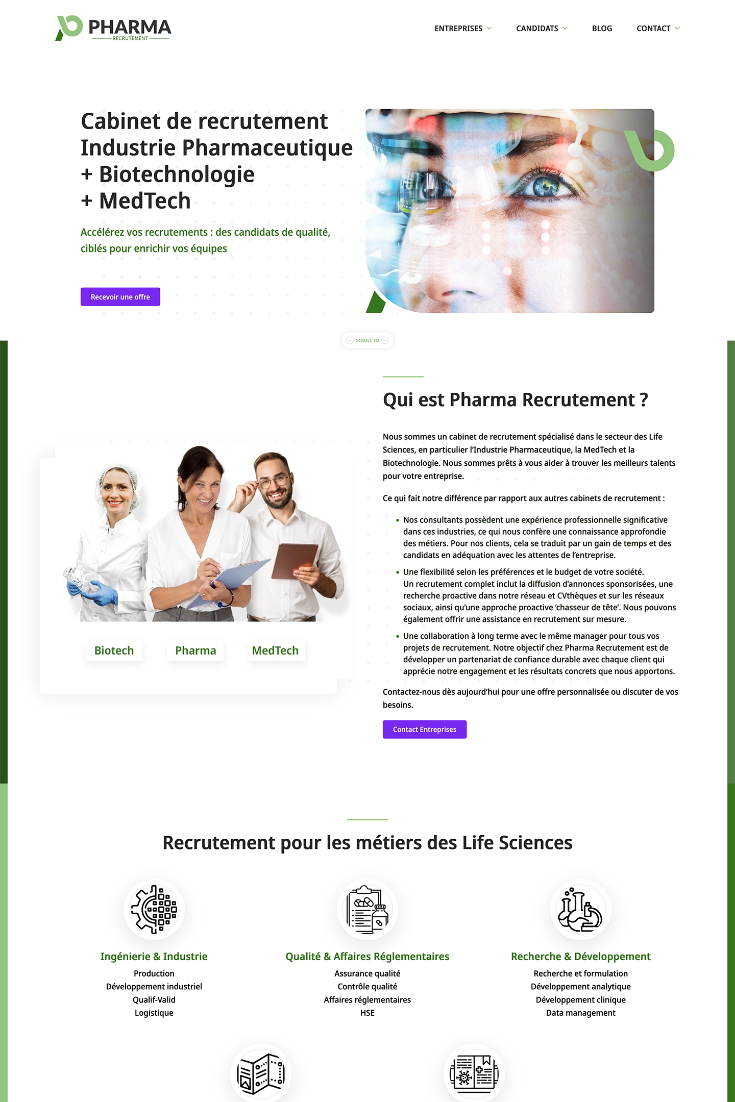 Capture du site Pharma Recrutement réalisé par l'Agence KN