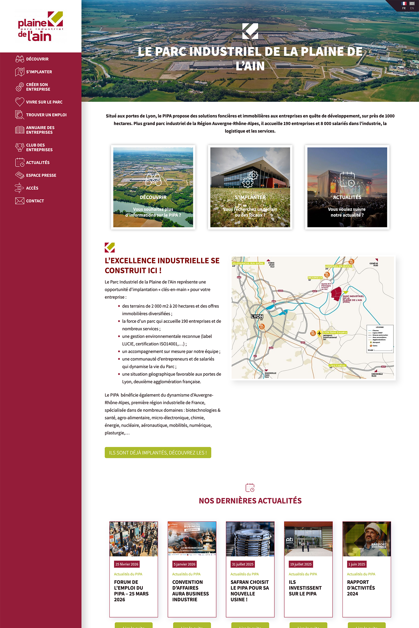 Capture du site Plaine de l'Ain réalisé par l'Agence KN