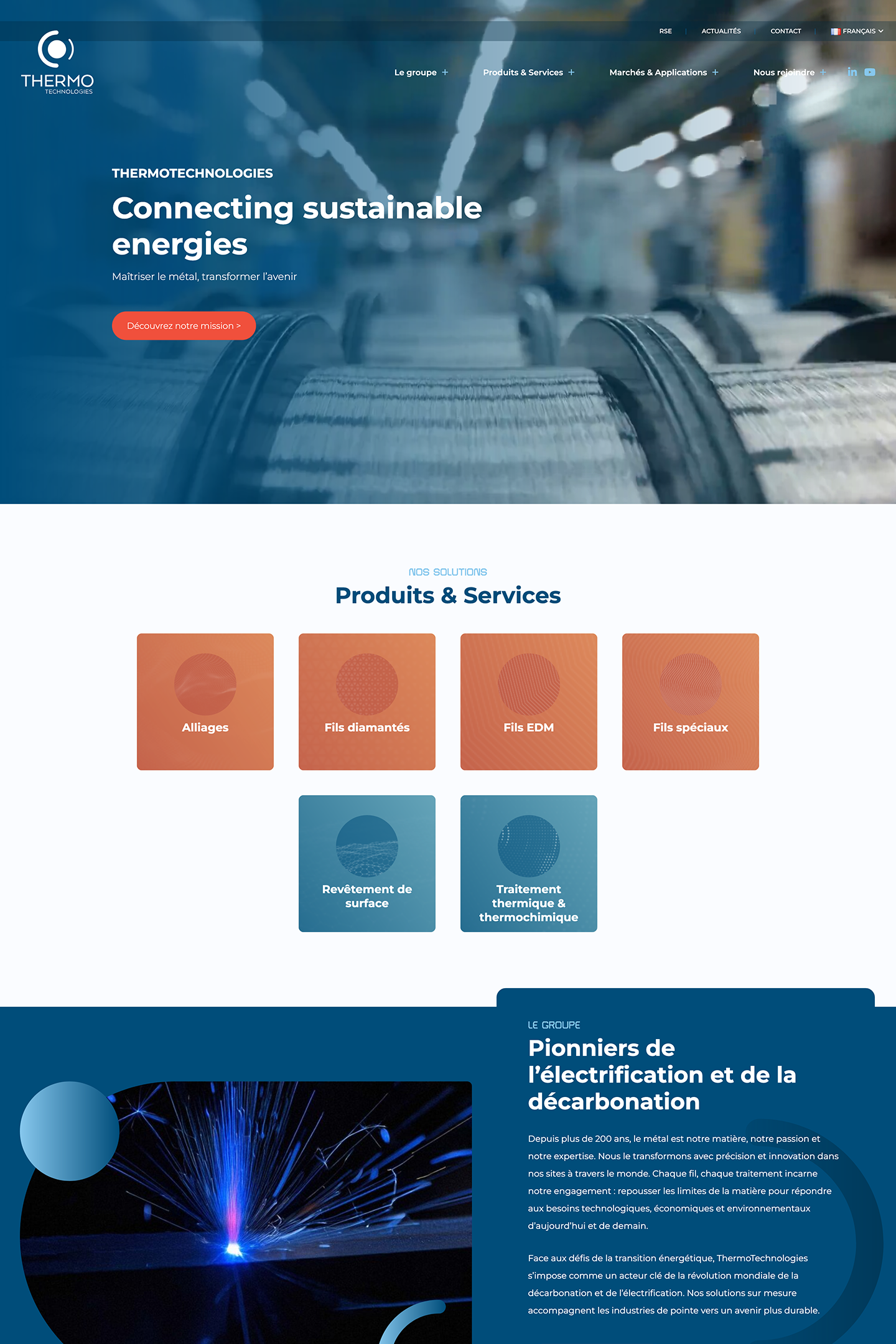 Capture du site Thermo Technologies réalisé par l'Agence KN