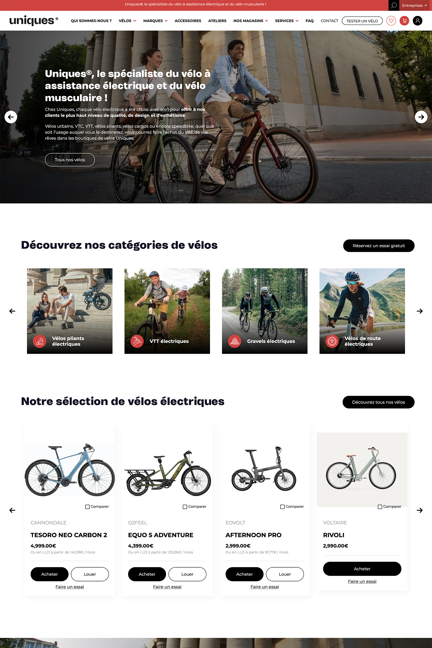Capture du site Uniques réalisé par l'Agence KN
