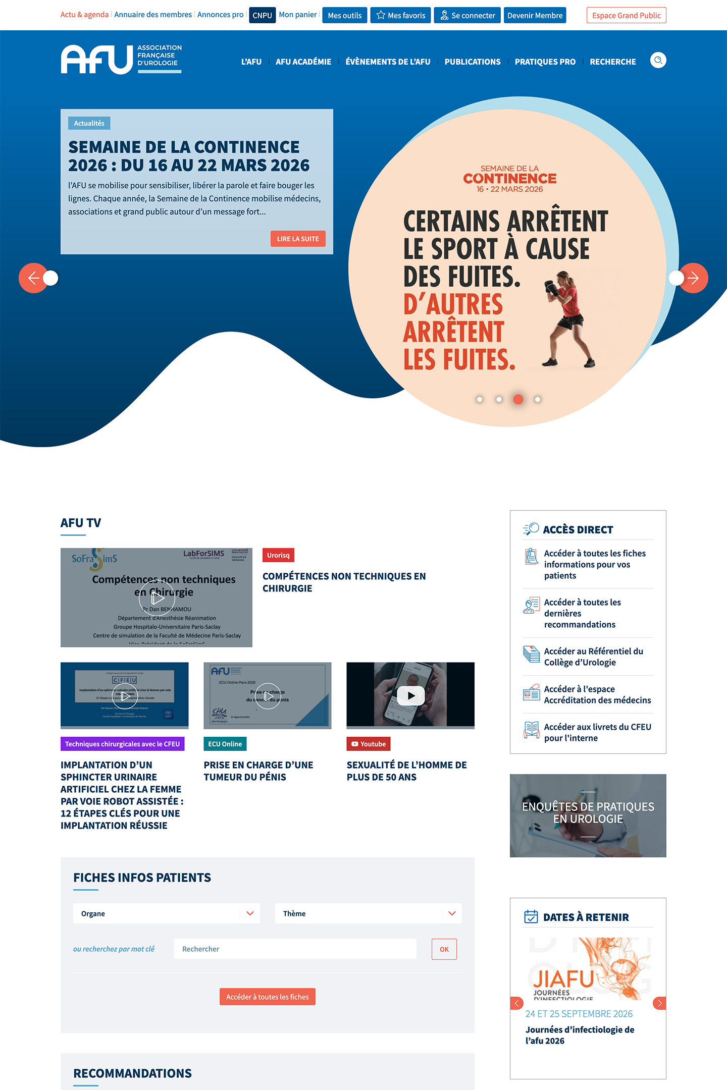 Capture du site Urofrance réalisé par l'Agence KN