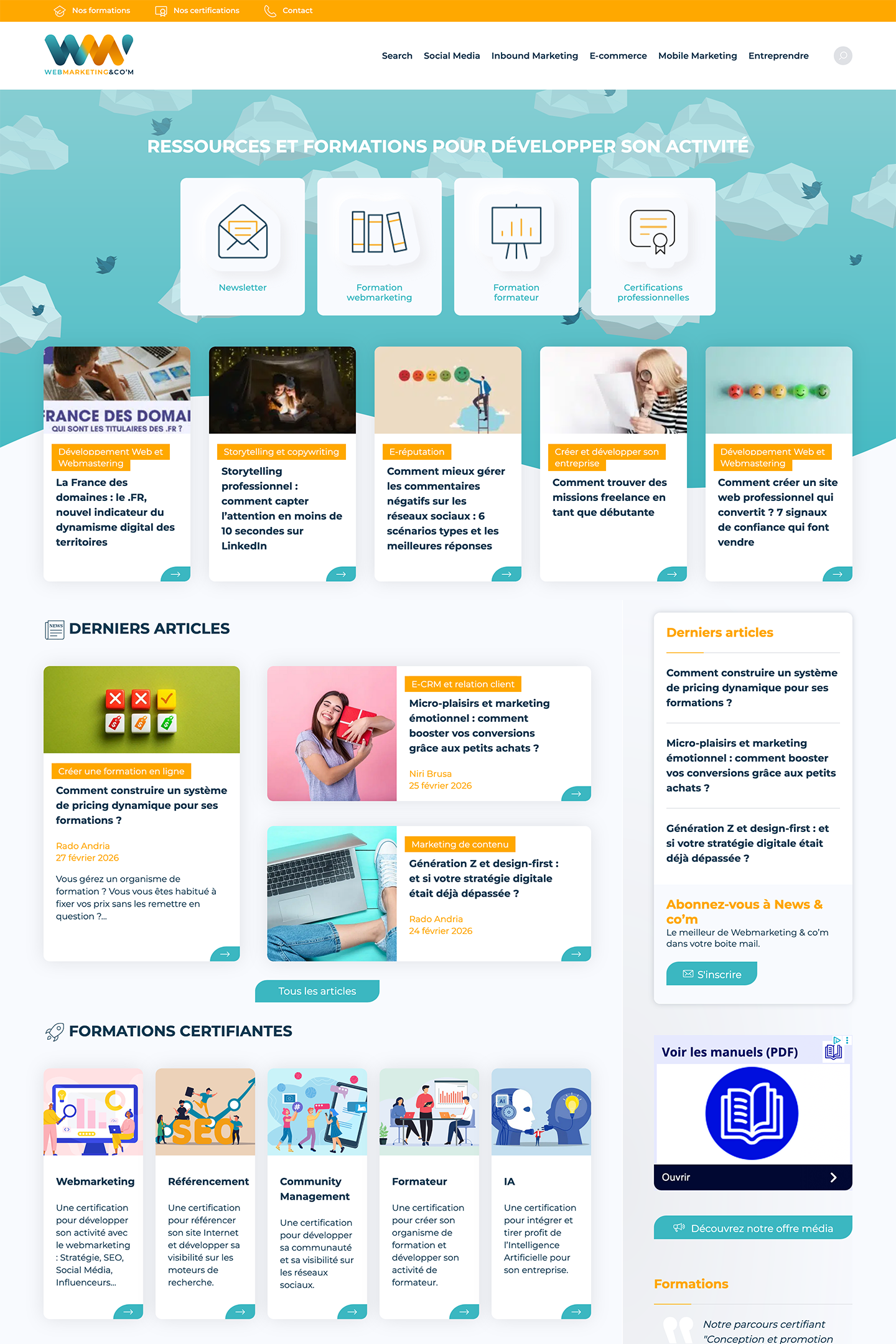 Capture du site Webmarketing & Com réalisé par l'Agence KN