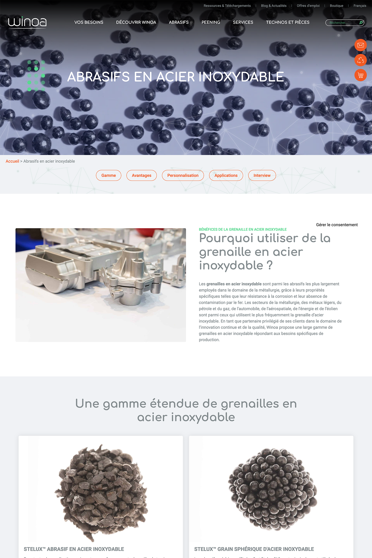 Capture du site Winoa réalisé par l'Agence KN